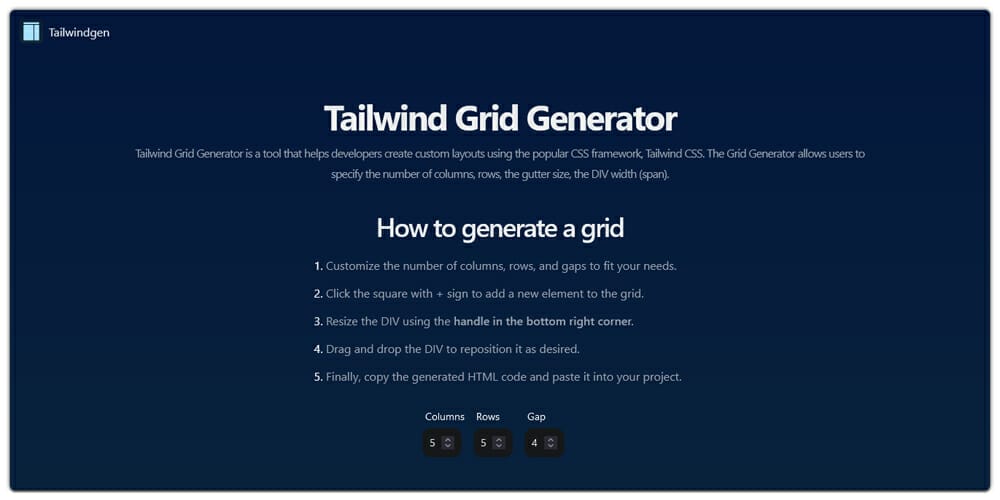 Tailwind Grid Generator